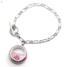 Mgnetic design 316l stainless steel jewelry NK Chain living floating glass memory locket bracelet